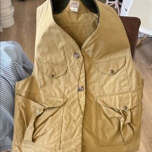Vintage CC Filson Tin Cloth Hunting Vest Style 32 Men's Tan Sz XL USA Made